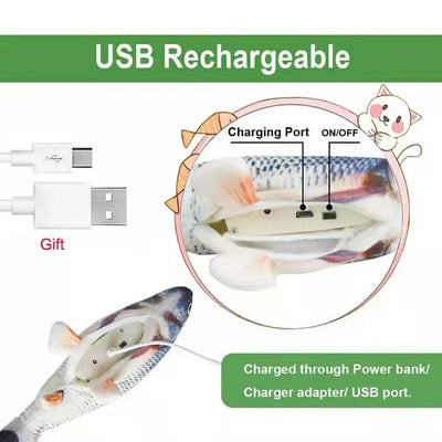 Cat USB Charger Toy Fish Interactive Electric