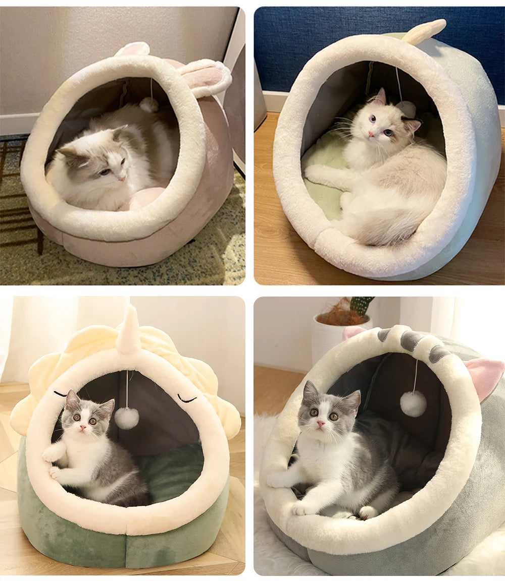 Deep Sleep Cat Bed Cartoon Pet Bed Foldable