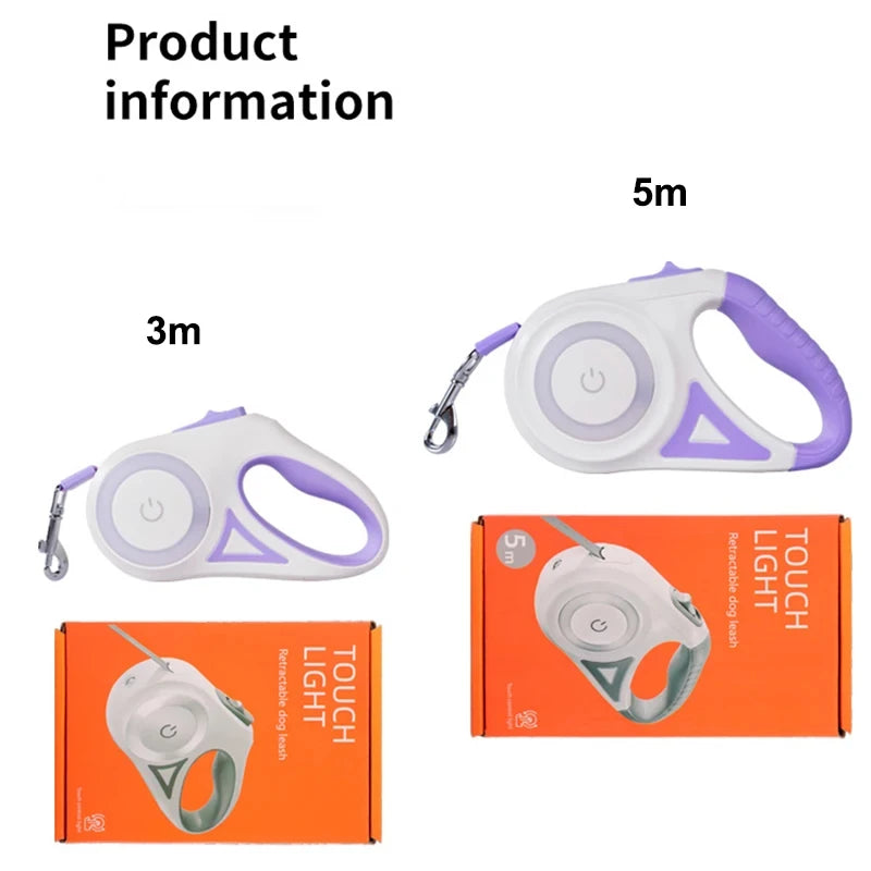 Automatic Retractable Dog Leash  Flashlight,